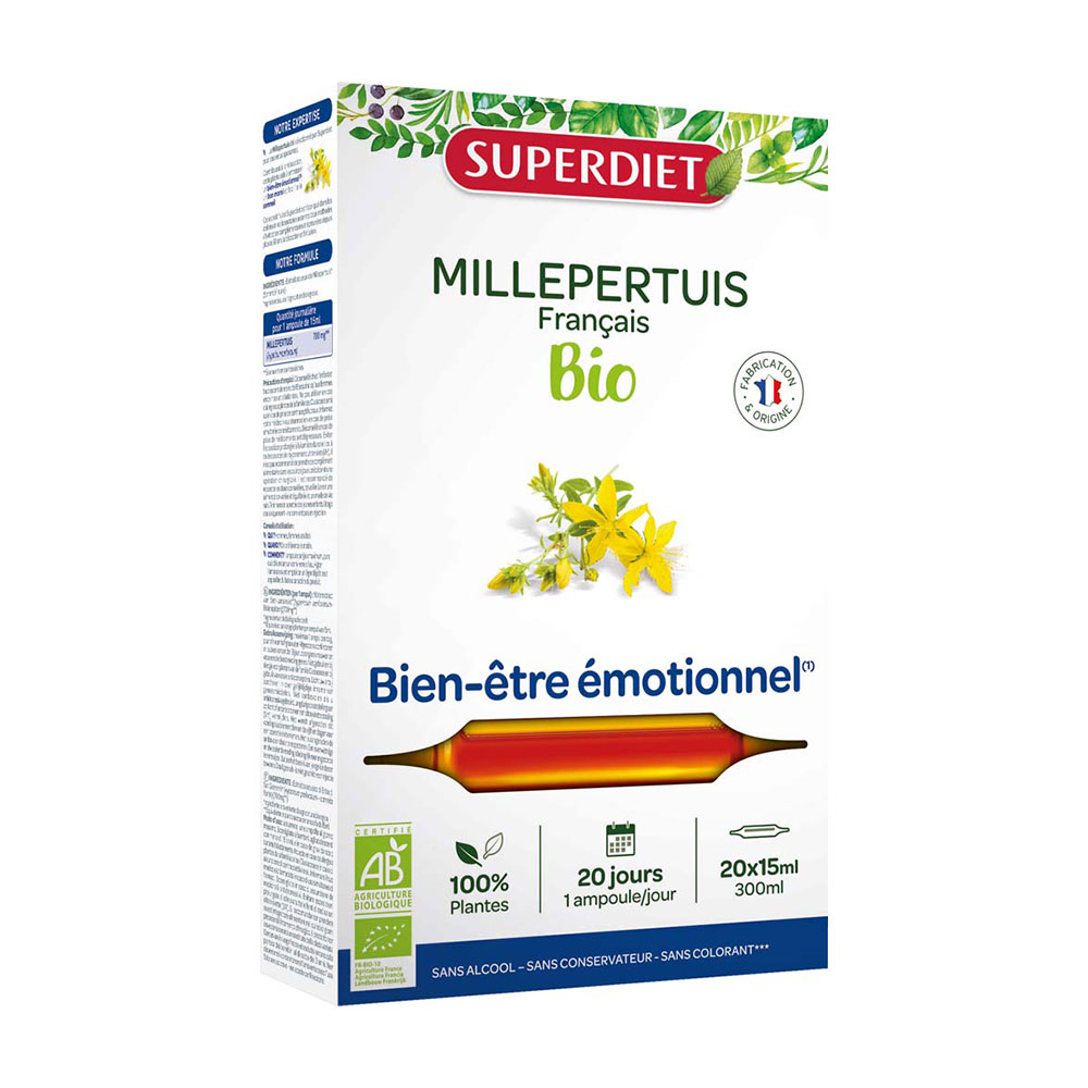 Superdiet St John's Wort organic emotional wellbeing 20 ampoules