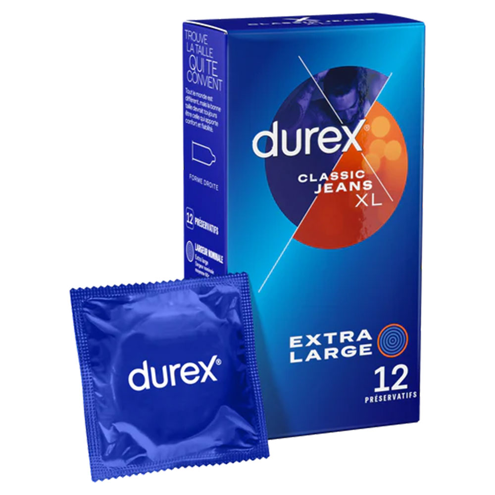 Durex Jeans Lubricated Classic XL condoms 12 units