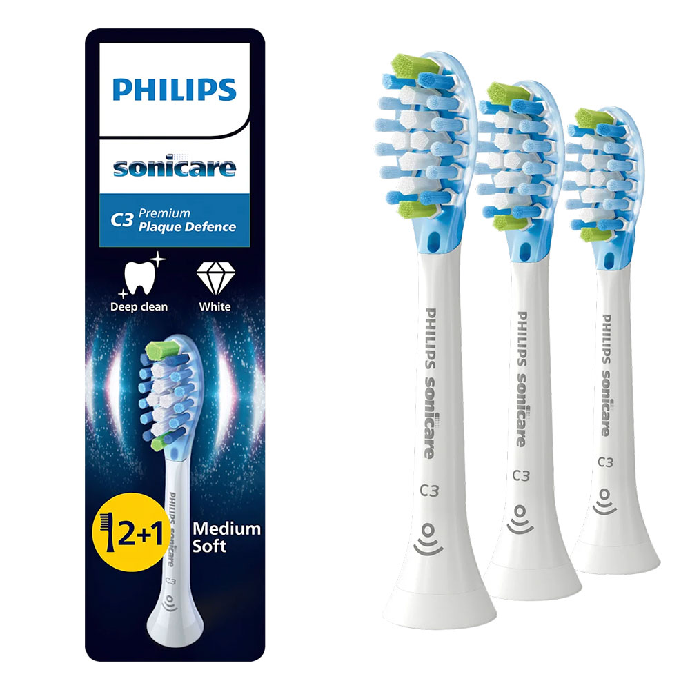 Philips Sonicare C3 Premium Plaque Toothbrush Heads Hx9044/17 HX9043/87 2+1