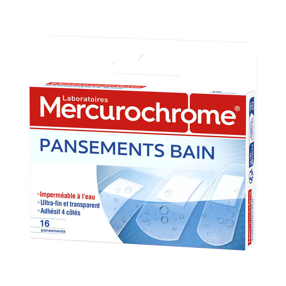 Mercurochrome Waterproof Bandages 3 Sizes x 16