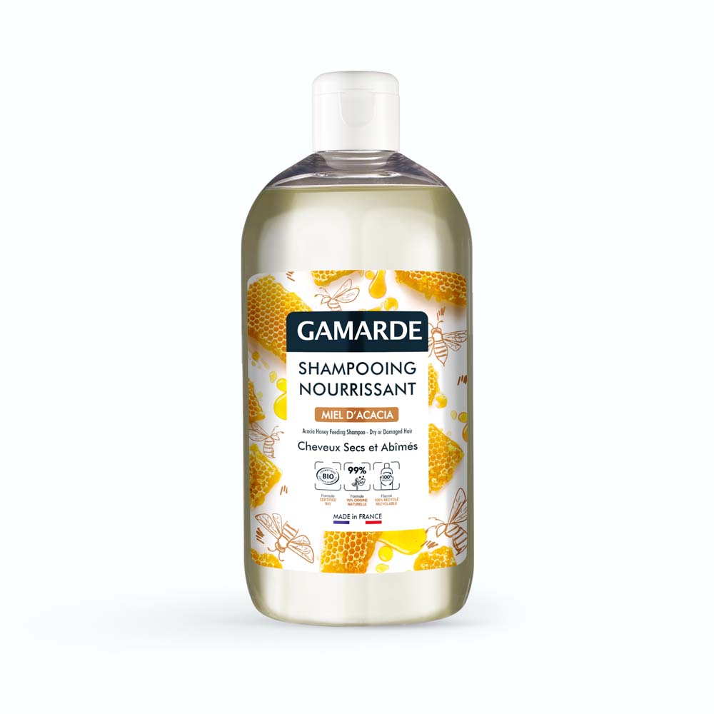 Gamarde Nourishing organic acacia honey shampoo dry and damaged hair 500 ml