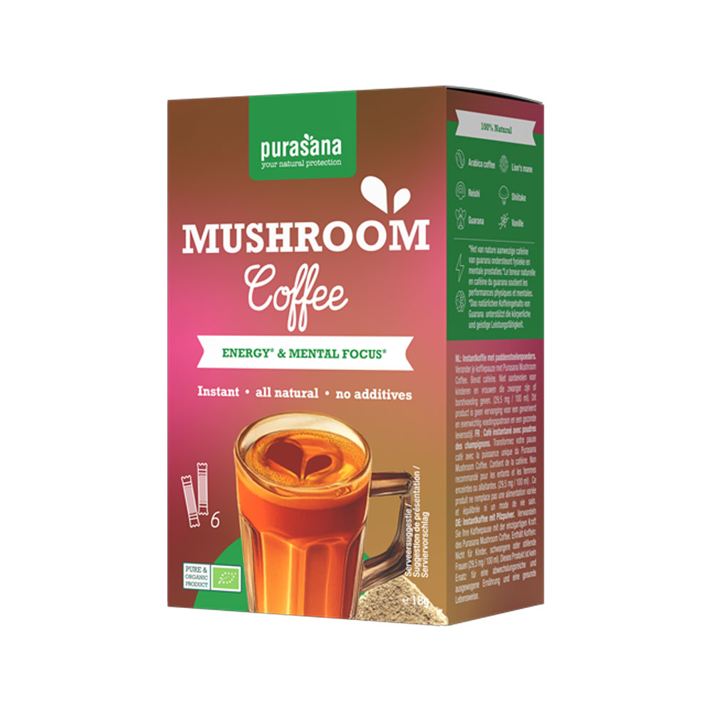 Purasana Mushroom instant café 6 x 3 g
