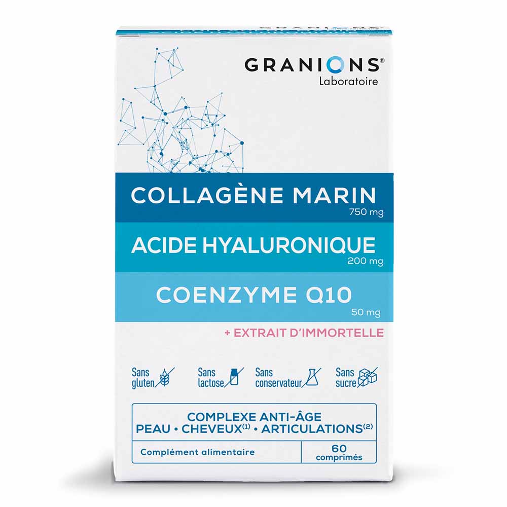 Granions Complex Collagen, hyaluronic acid and coenzyme Q10 anti-ageing complex Aux 3 Actifs 60 tablets