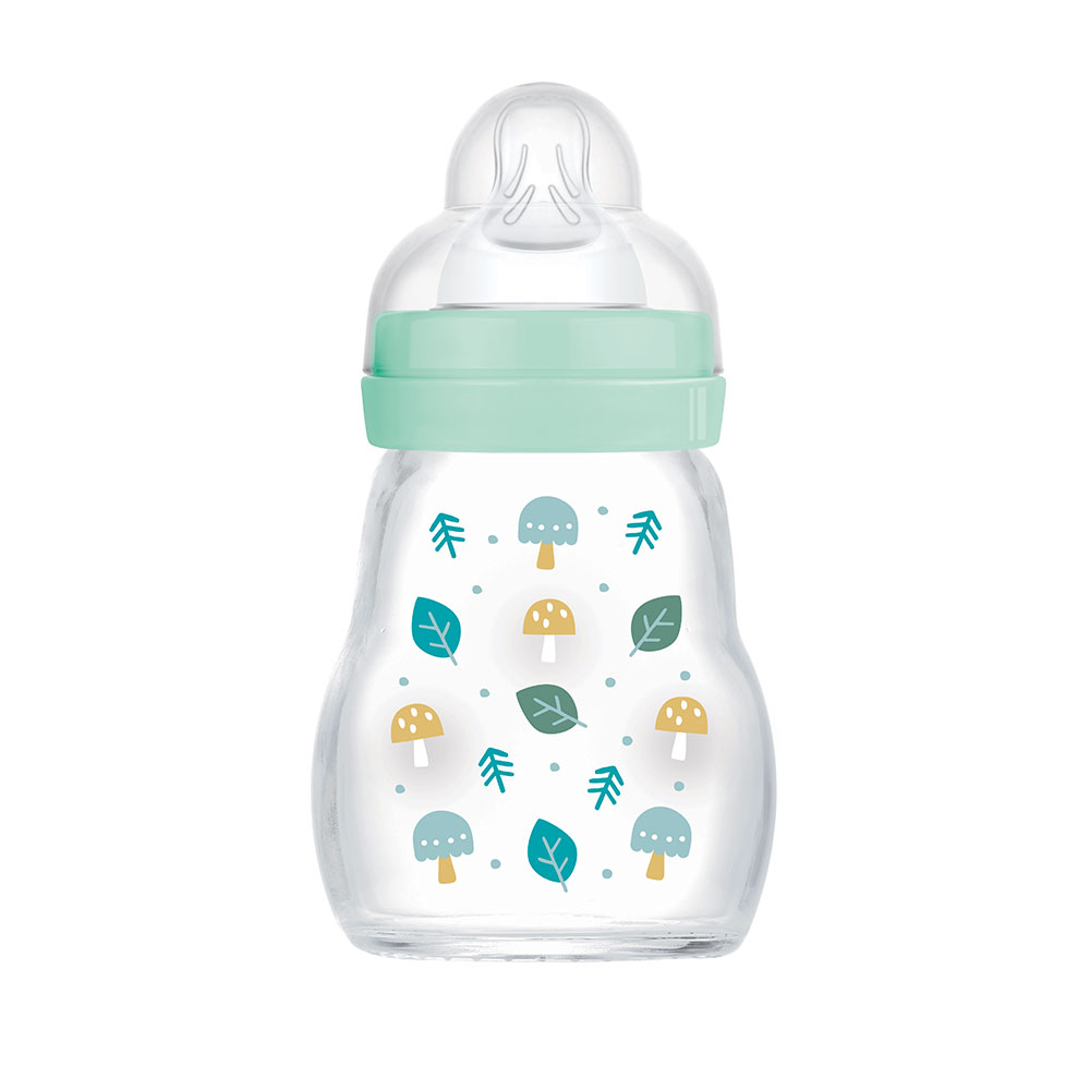 Mam Nature Glass Baby Bottle Aqua Teat Flow 1