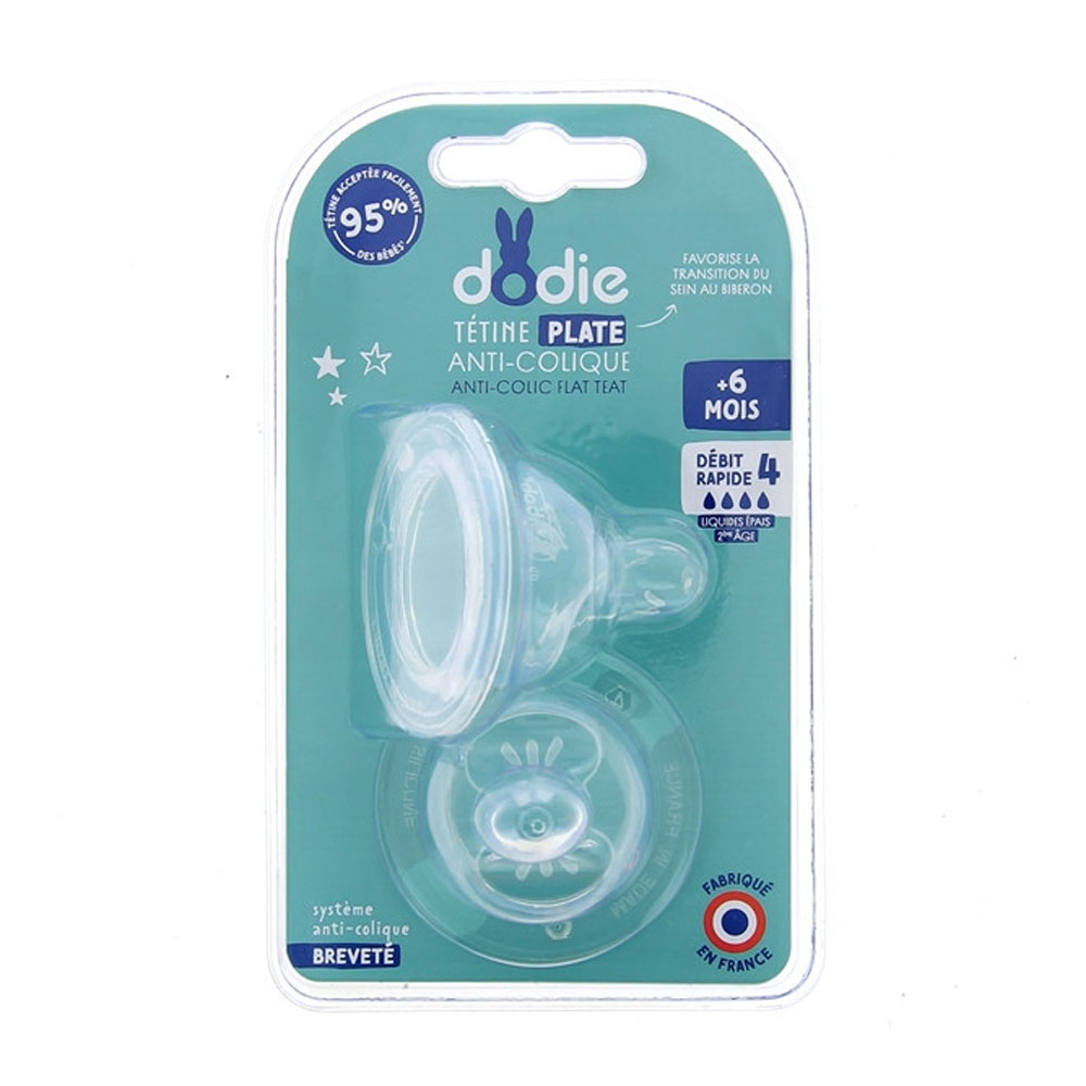 Dodie Flat Teat Sensation+ Broad Neck From 6 Months (batch Of 2 Teats ) x2