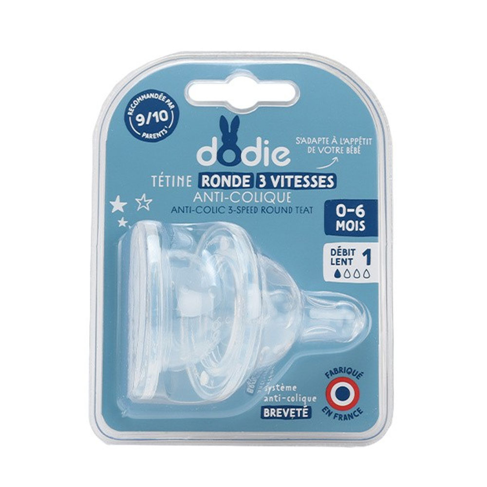 Dodie 3 Speed Rounded Teat Broad Neck 0-6 Months x2