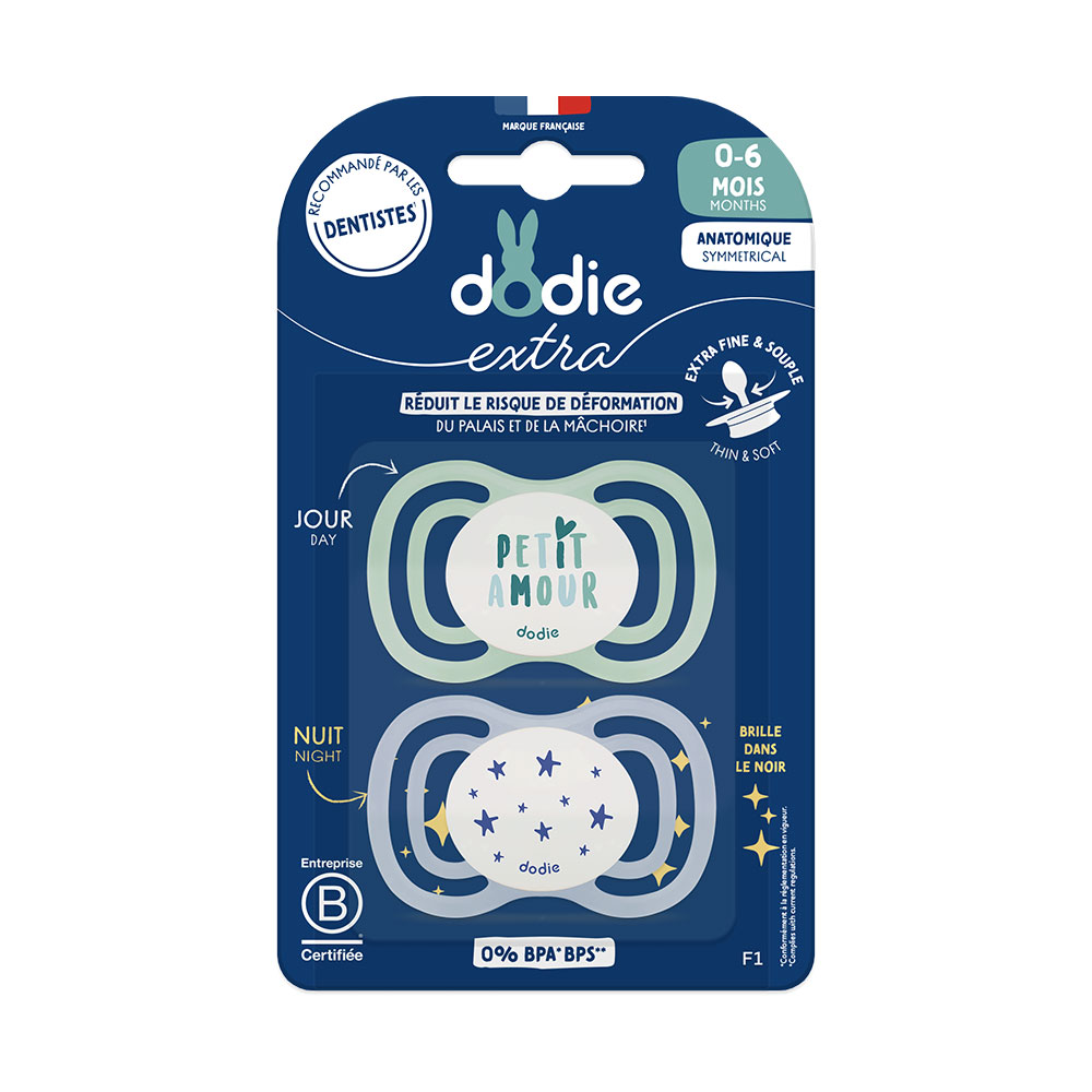 Dodie Extra Anatomical soothers 0-6 months x2