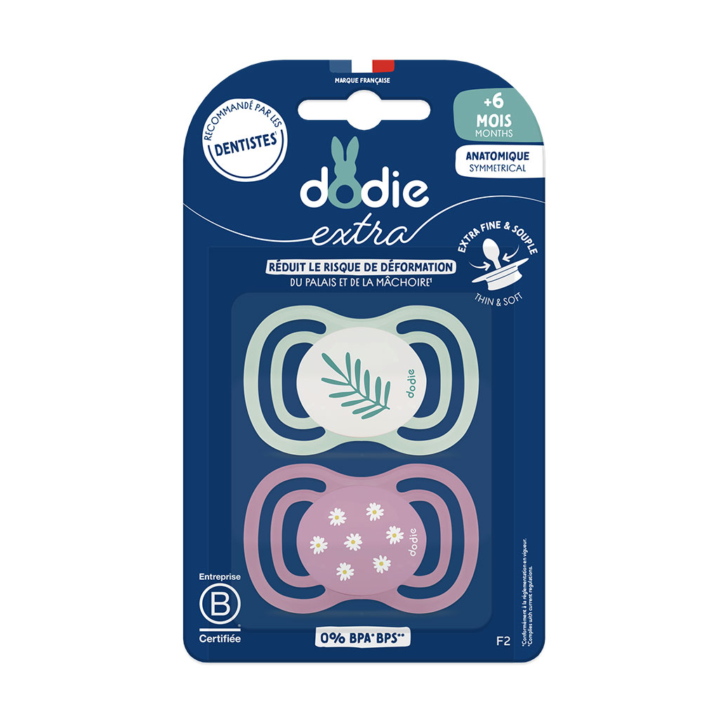 Dodie Extra Anatomical soothers 6 months and Plus x2
