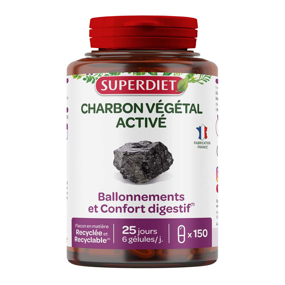 Superdiet Vegetable Charcoal 150 Gelules 150 Capsules