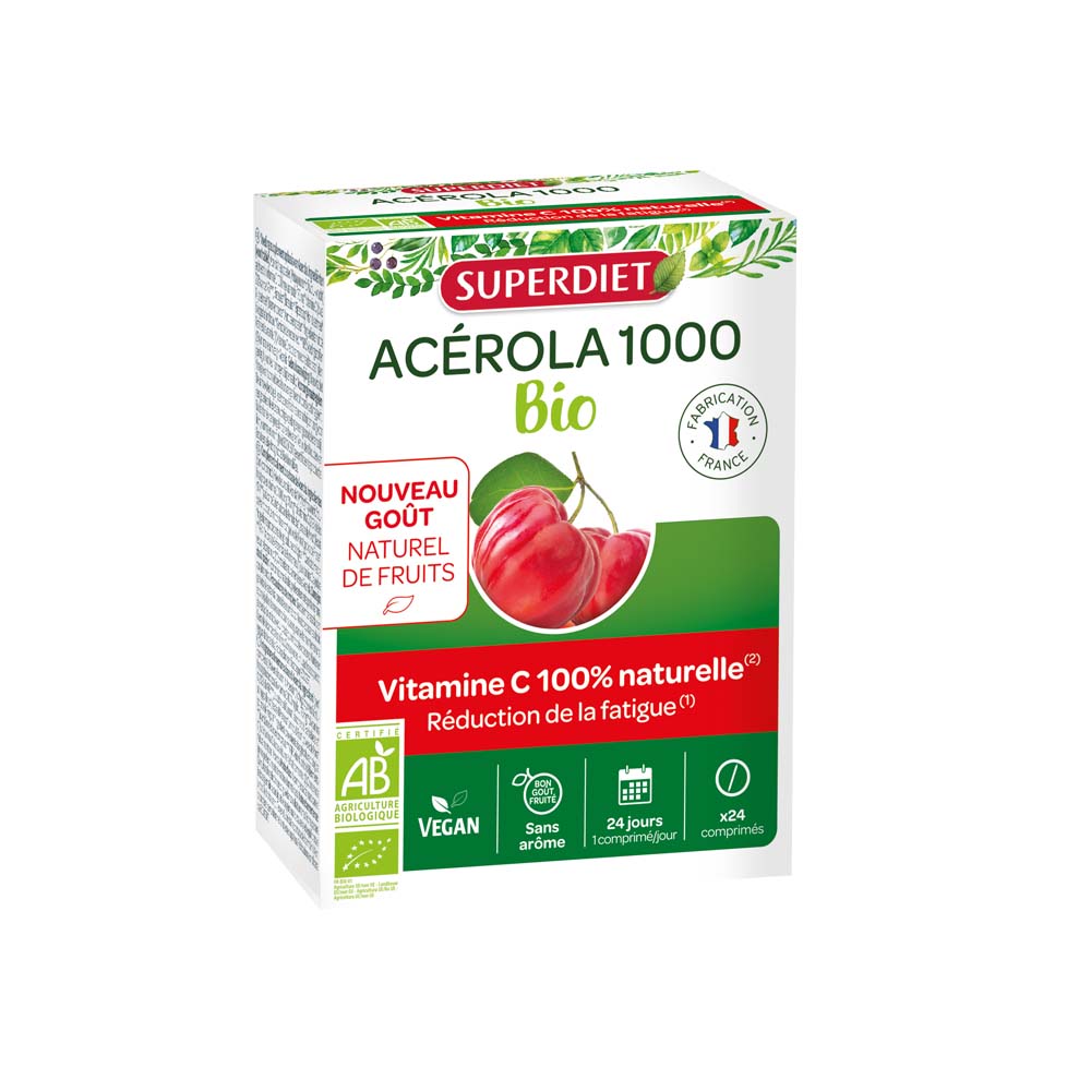 Superdiet Acerola 1000 Bio X 24 Tablets 24 comprimés à croquer