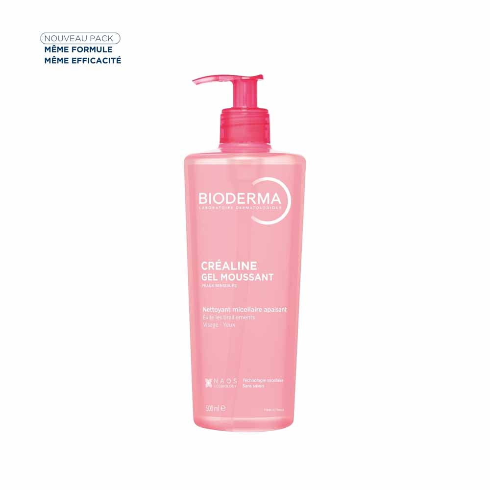 Bioderma Crealine Foaming Gel Micellar Soothing Cleanser Peaux sensibles visage et yeux