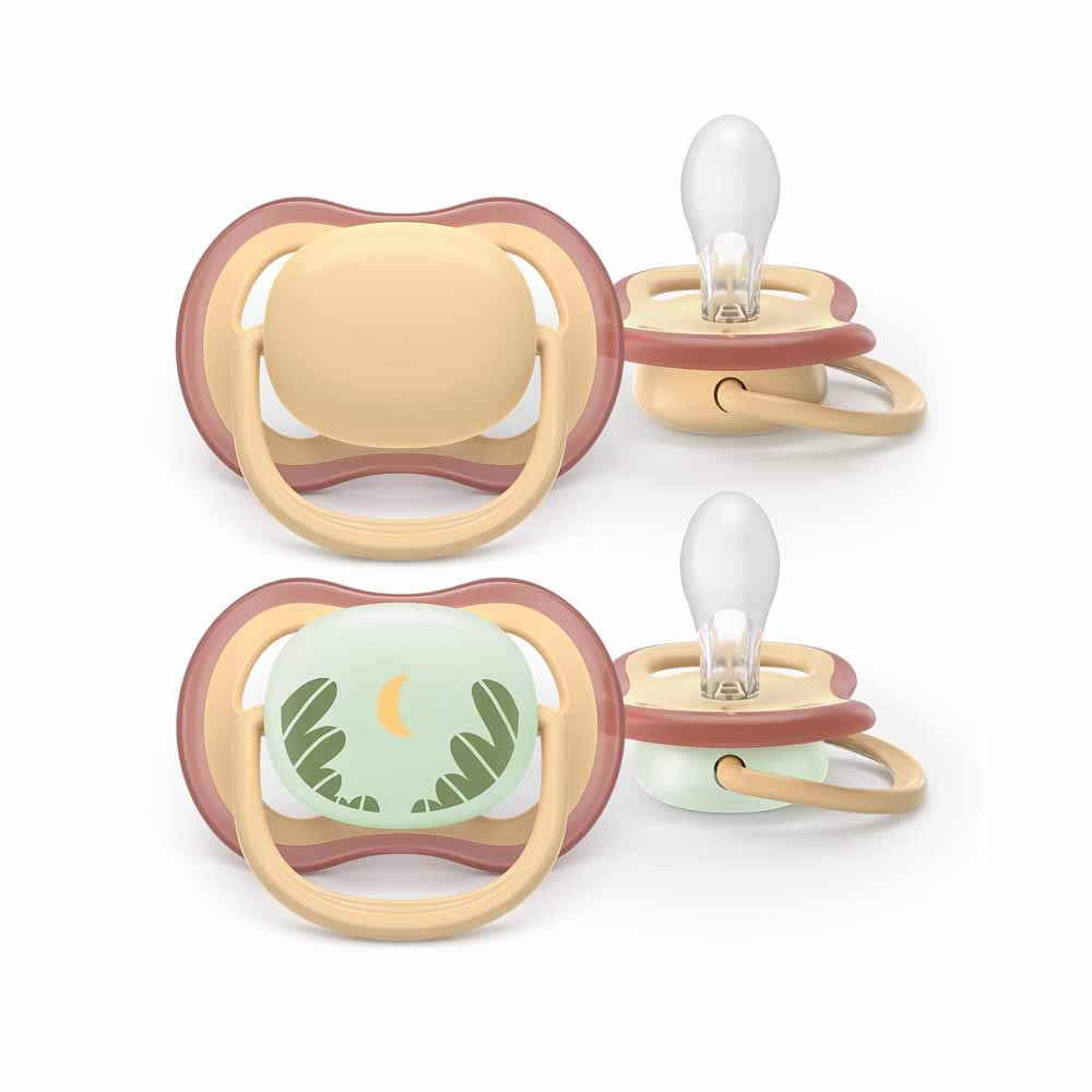 Avent Ultra-Air Day & Night symmetrical silicone soothers 0 to 6 months x2