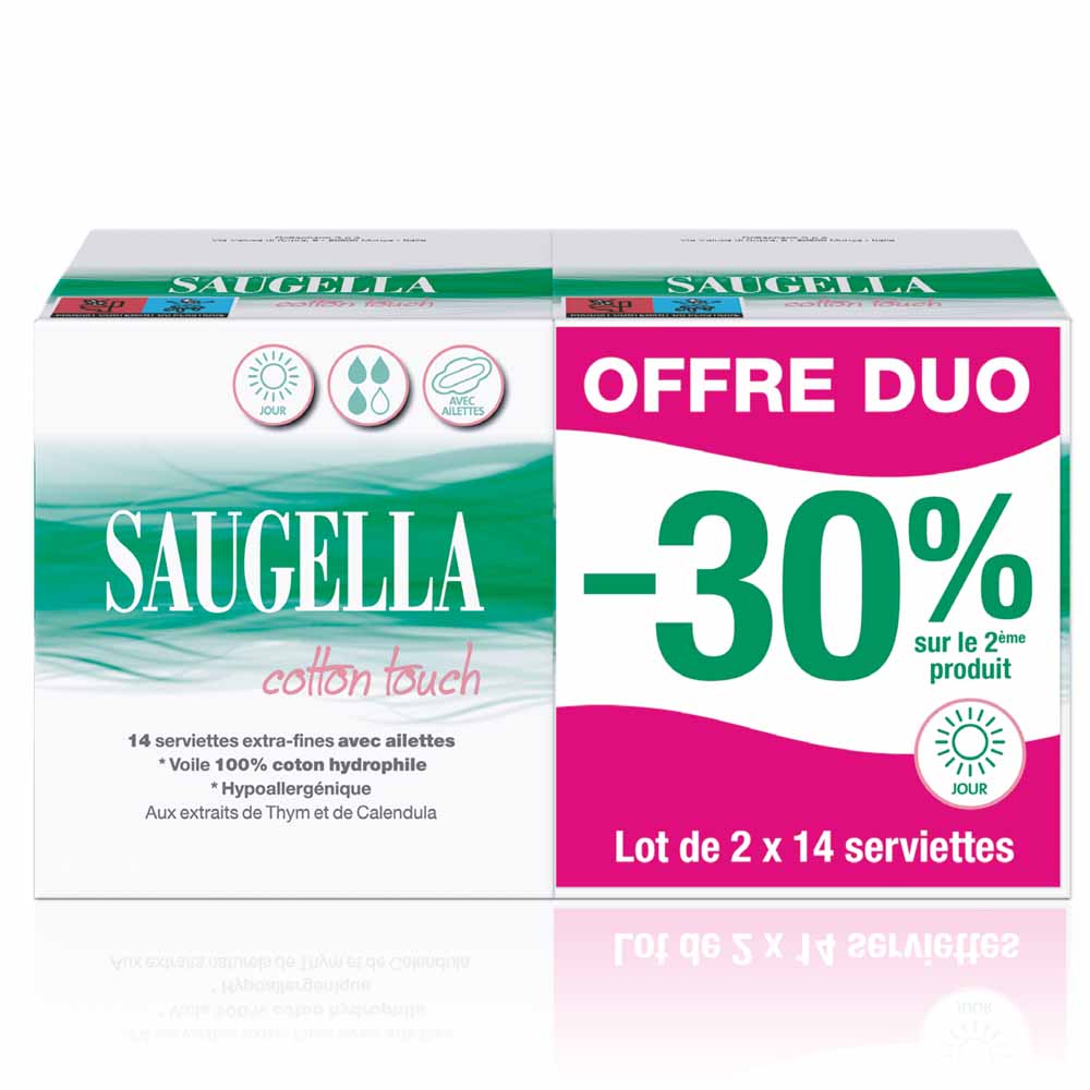 Saugella CottonTouch Cotton Touch Sanitary Towels 14towels 2x14