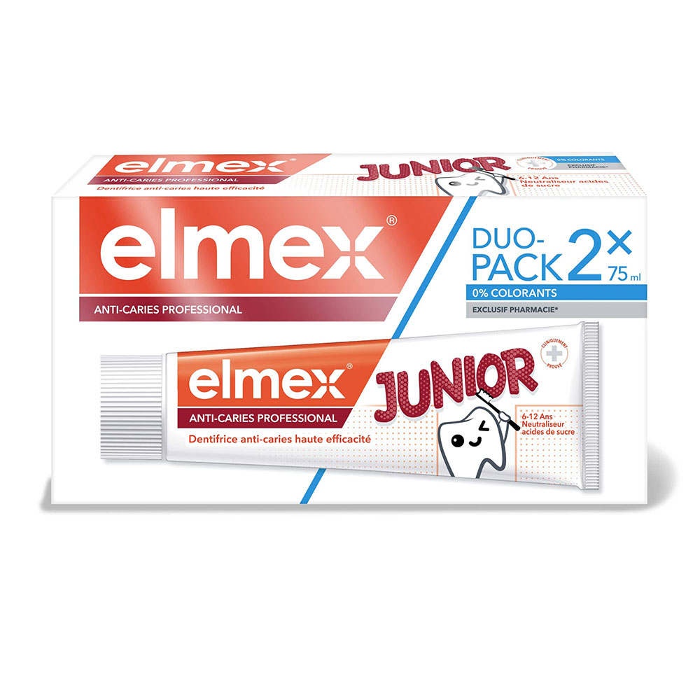 Elmex Anti-Caries Junior toothpaste for ages 6–12 2 x 75 ml