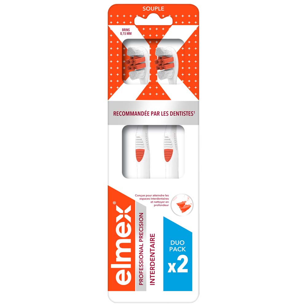 Elmex Fluoride Professional Précision Interdentaire Brosse A Dents Souple x2