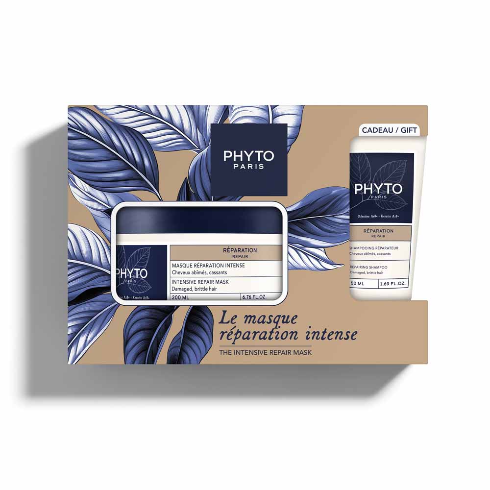 Phyto Paris Reparer Coffret Masque Intense + Shampooing Réparateur Cheveux abîmés cassants