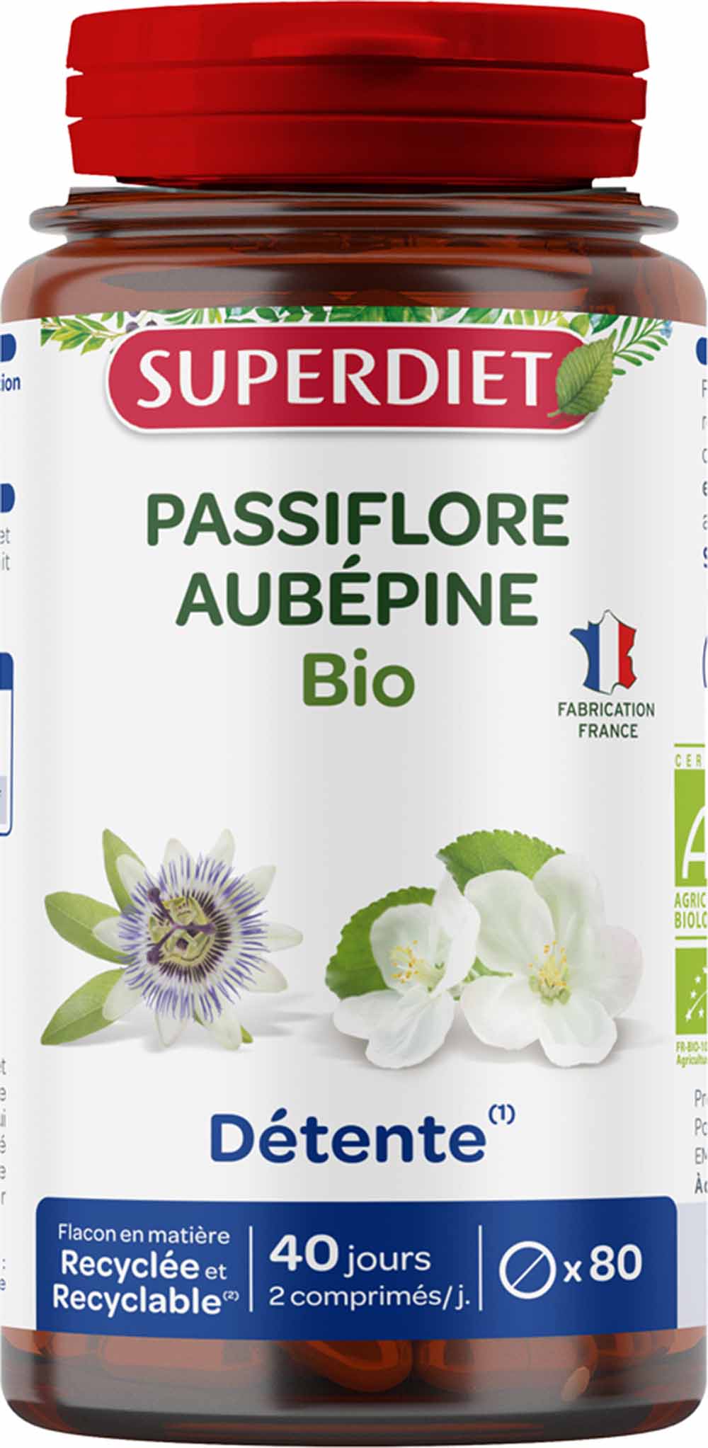 Superdiet Passion flower-Aubepine Bio 80 tablets