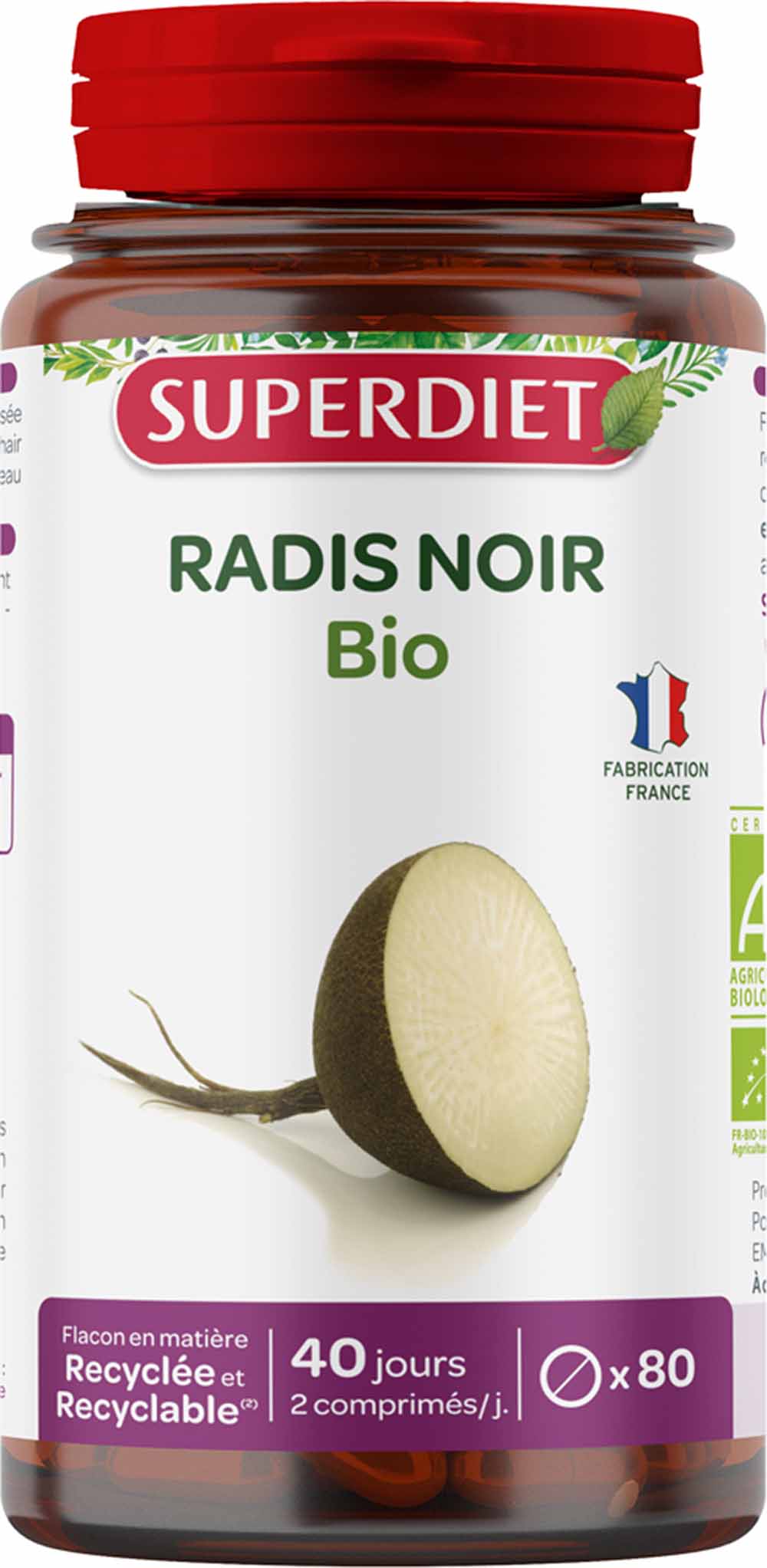 Superdiet Organic Black Radish 80 tablets