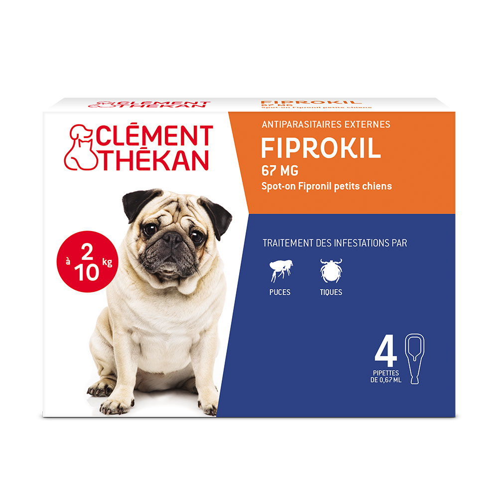 Clement-Thekan Fiprokil Flea & Tick Control Dogs 2-10kg 0.67ml x 4 droppers