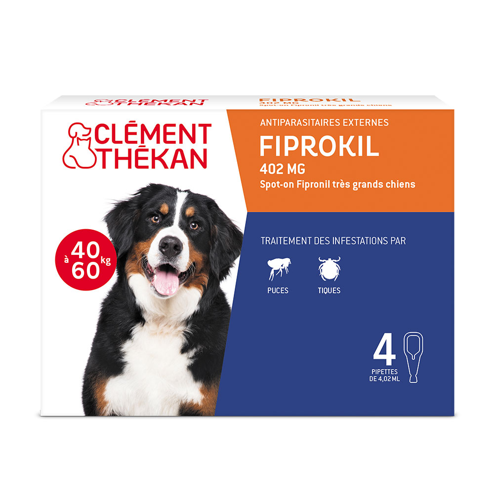 Clement-Thekan Fiprokil Anti-Puces Anti-Tiques Très Grands Chiens 40-60kg 4.02ml x 4 pipettes