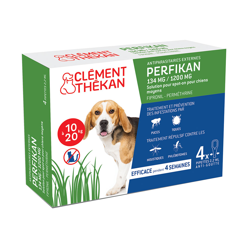 Clement-Thekan Clement Thekan Perfikan Pest Control Spot On Pipettes X 4 10 To Chien 10-20kg 20kg