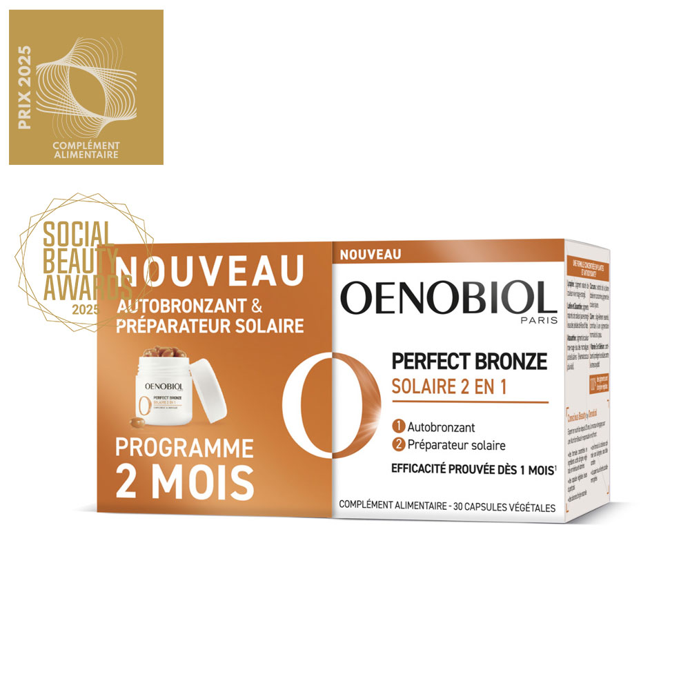 Oenobiol Perfect Bronze Sunscreens 2 in 1 Self-tanner and Suncare Preparer 60 vegetarian capsules