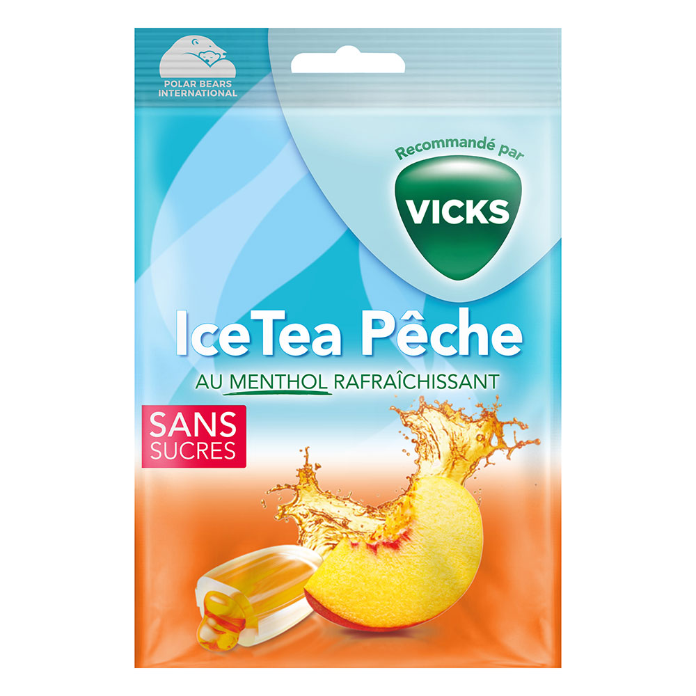 Vicks Peach &amp; Menthol Iced Tea sweets x13