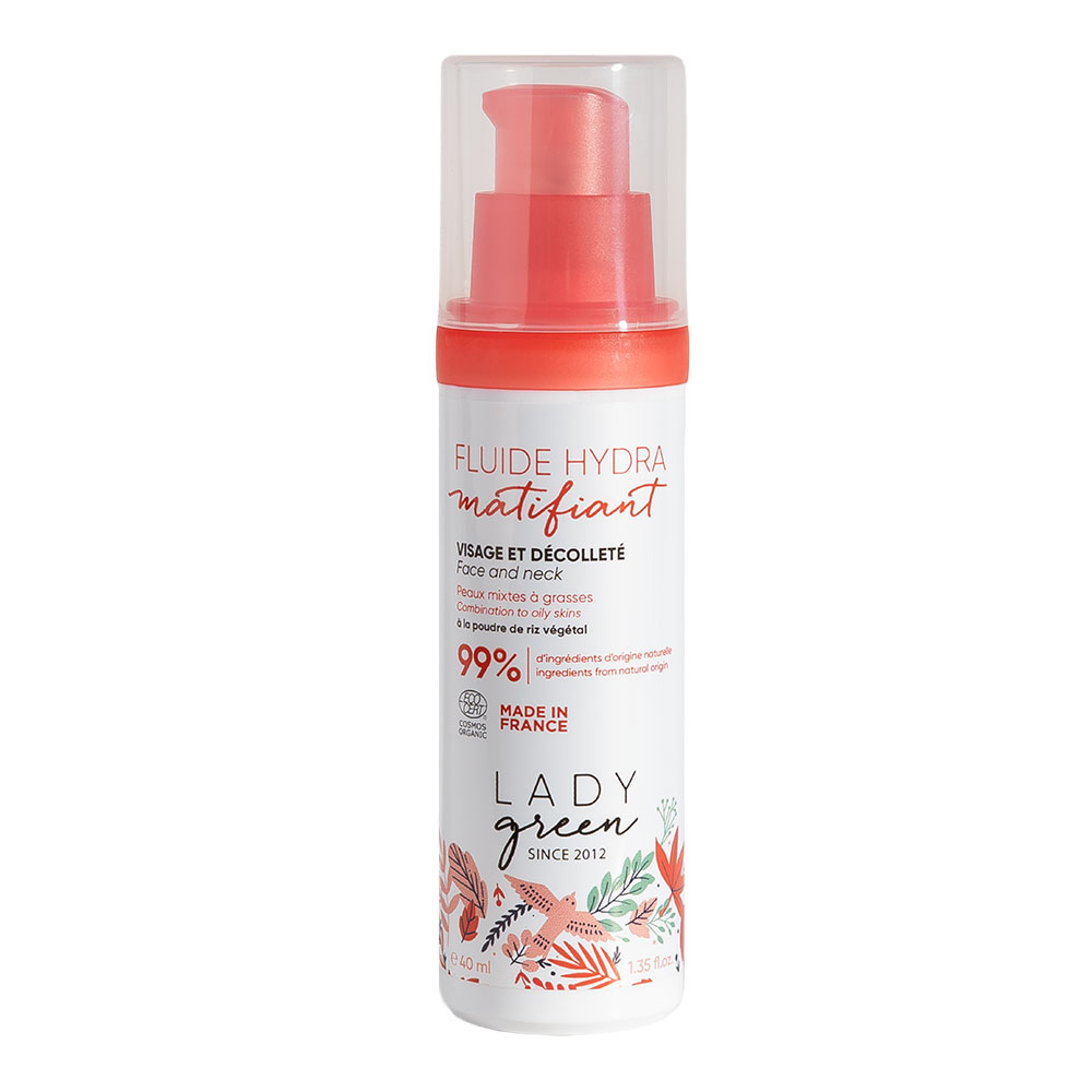 Lady Green Organic mattifying hydrating fluid for face and neck for combination to oily skin 40 ml