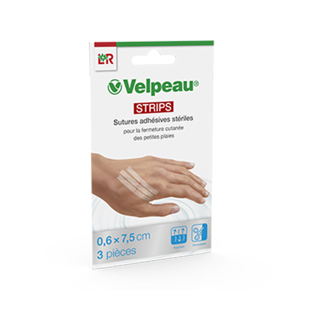 Lohmann Rauscher Velpeau Sterile adhesive suture strips 0,6x7,5cm x3