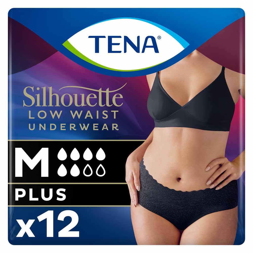Tena Silhouette Protection Urinaire Women's Low-Rise Underwear Plus Noir