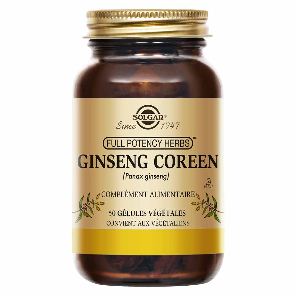 Solgar Korean Ginseng (Panax) vitality, energy and antioxidant support 50 plant-based capsules