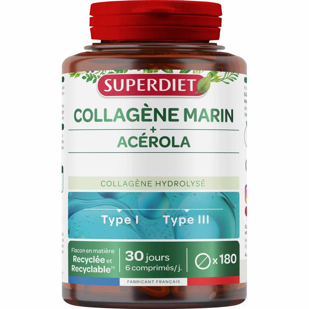 Superdiet Marine collagen + vitamin C 180 Tablets