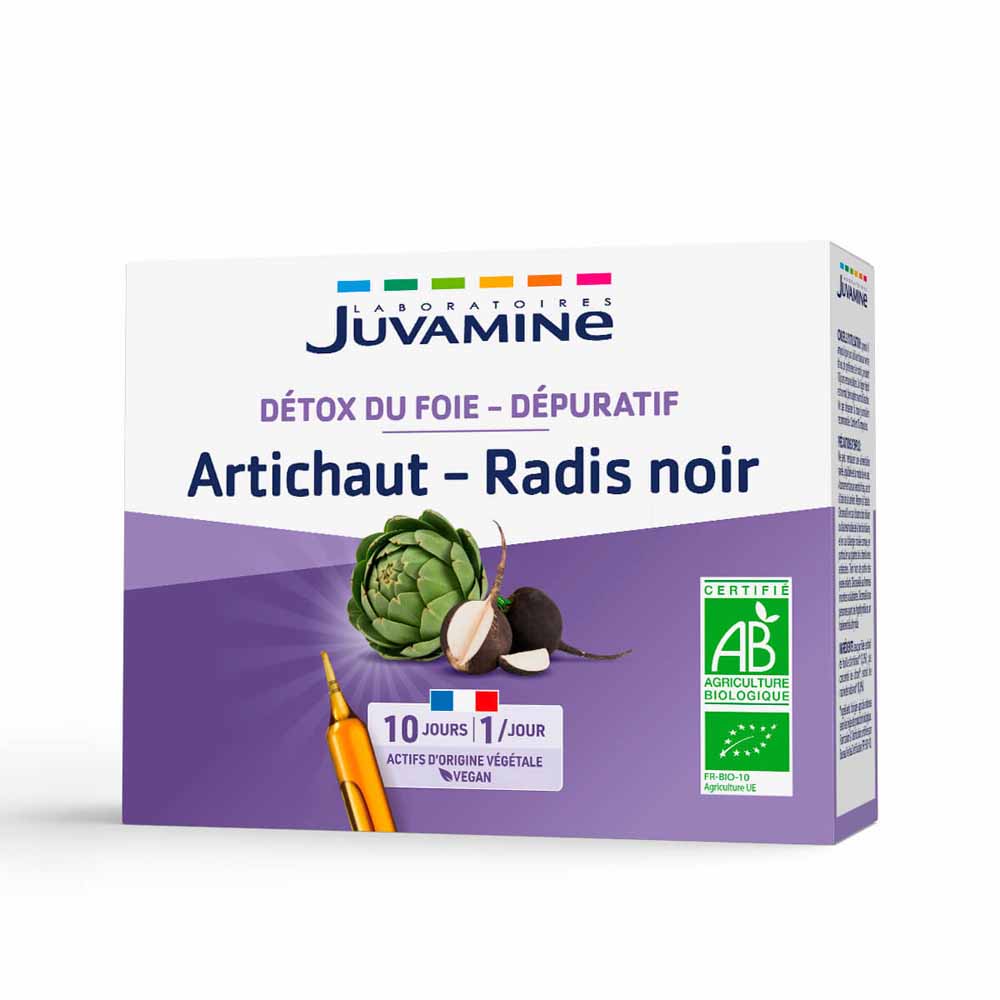 Juvamine Black radish & artichoke organic detox and cleansing supplement 10 ampoules