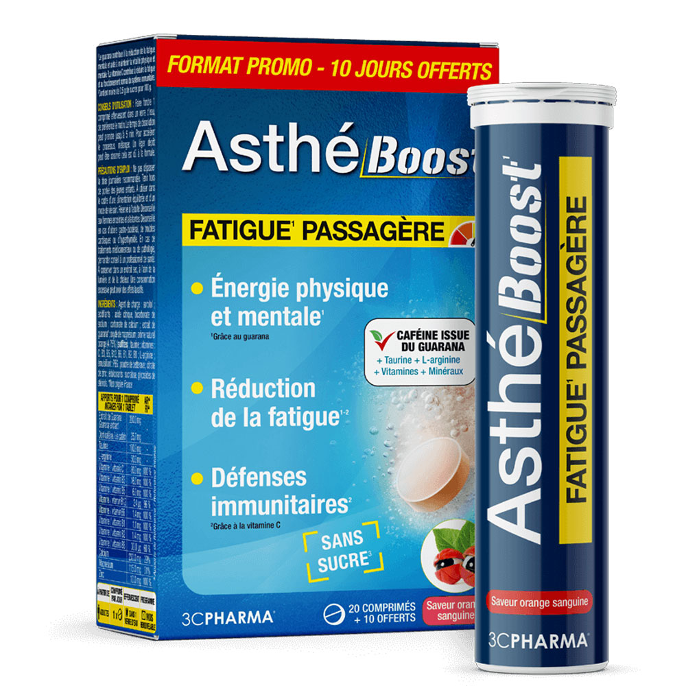 3C Pharma 3C Pharma AstheBoost Fatigue Passagère 30 effervescent tablets Blood Orange Flavour 30 comprimés effervescents