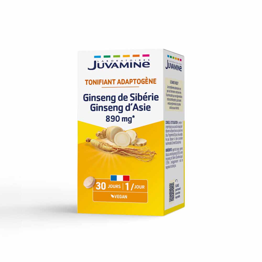 Juvamine Siberian ginseng and Asian ginseng 890 mg tonifying adaptogen 30 tablets