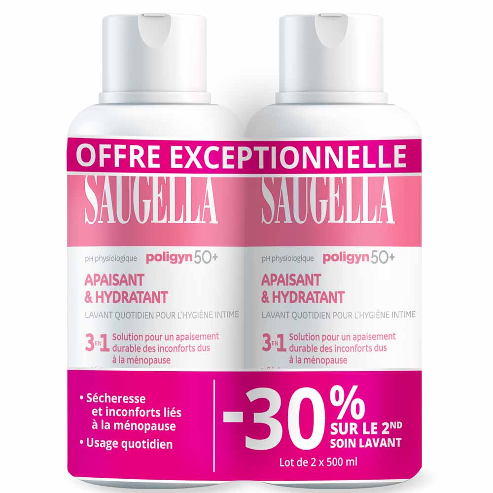 Saugella Poligyn 50+ 3-in-1 intimate wash specifically formulated for menopausal skin 2 x 500 ml