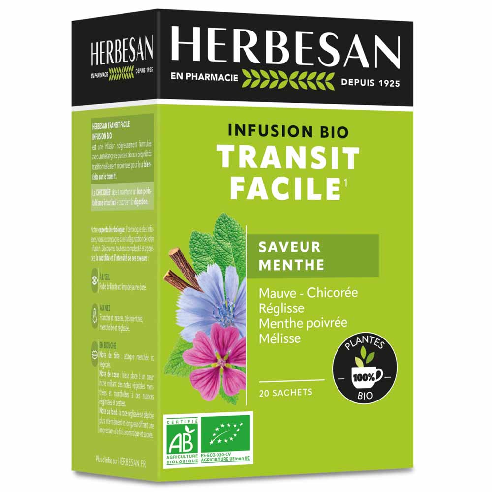 Herbesan Chicory Easy Transit Organic Infusion Mint Flavour 20 teabags