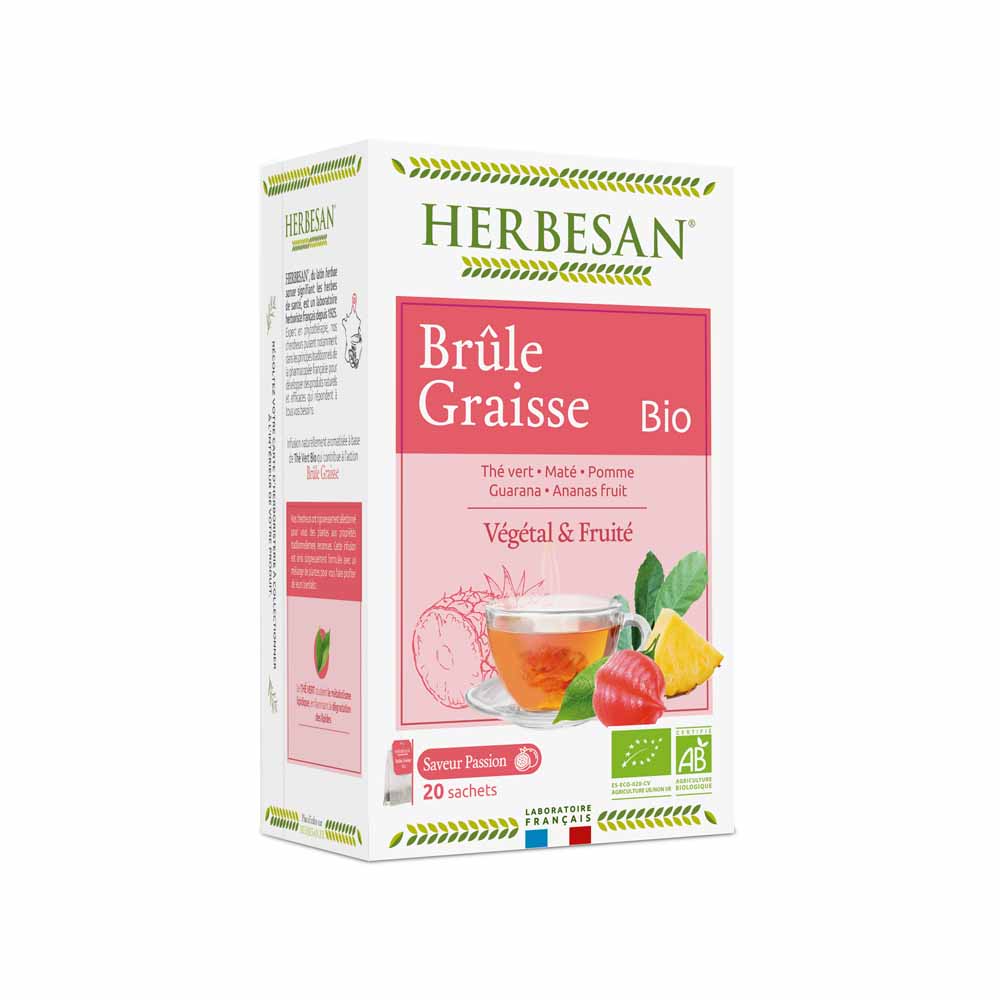 Herbesan Organic Green Mate Fat Burning Infusion Saveur ananas 20 sachets