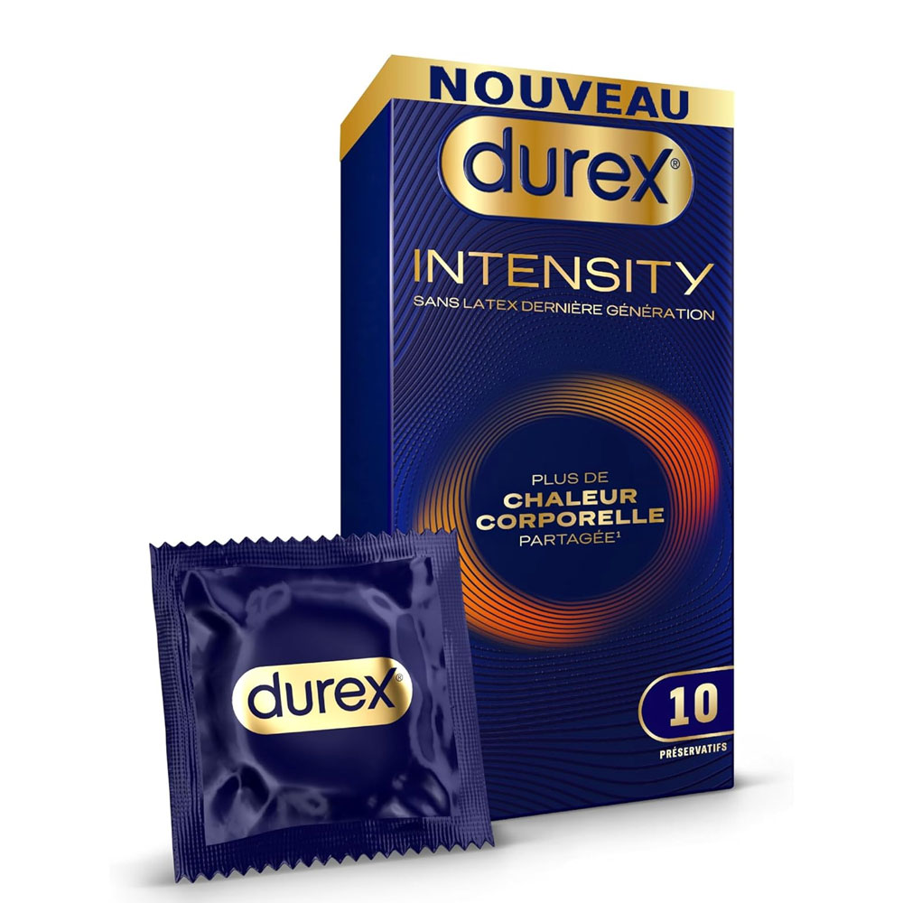 Durex Intensity Latex-free shared body warmth extra lubricated condoms 10 units
