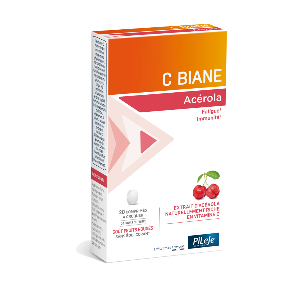 Pileje C Biane Acerola red berry flavour 20 chewable tablets