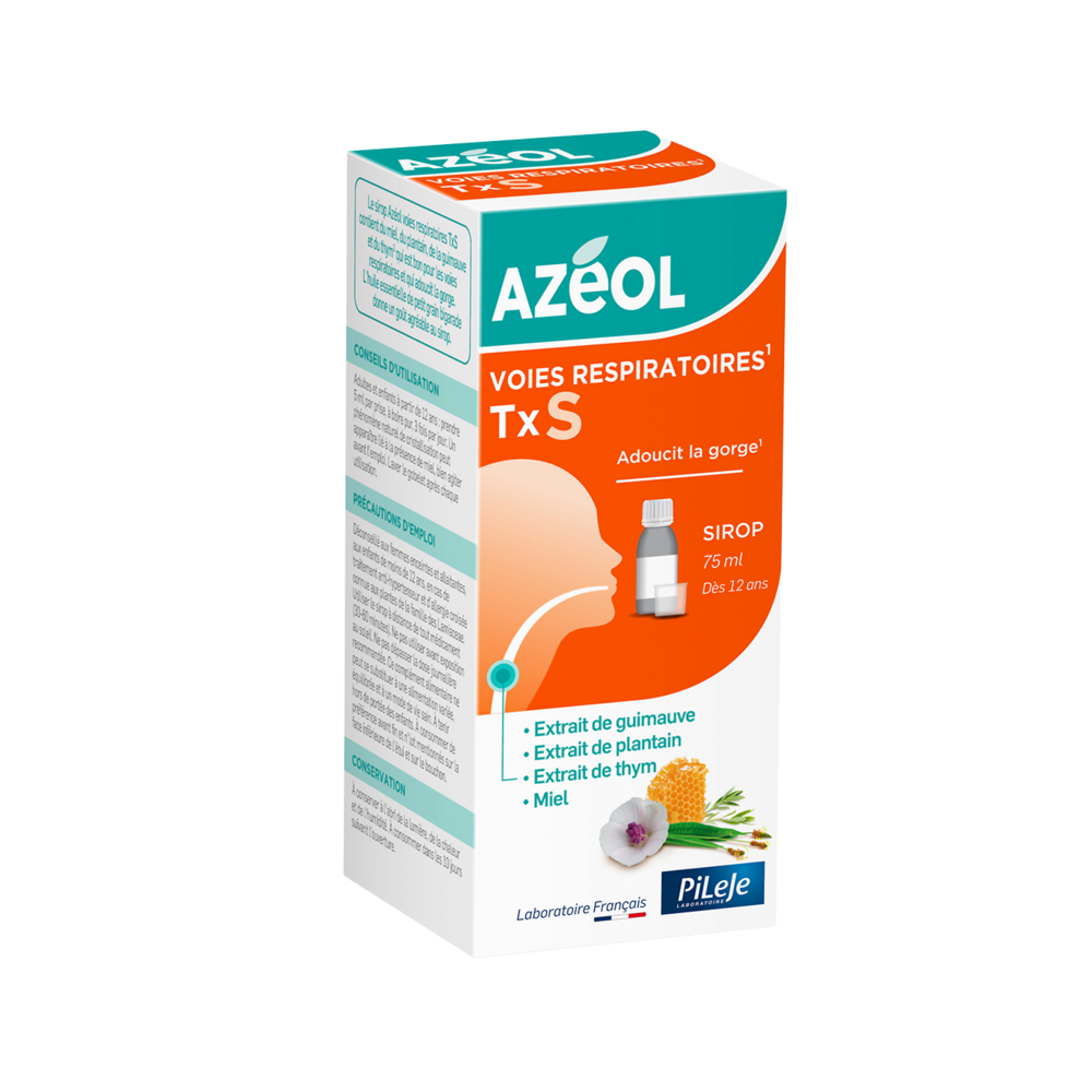 Pileje Azéol Dry cough respiratory support soothes the throat Syrup 75 ml