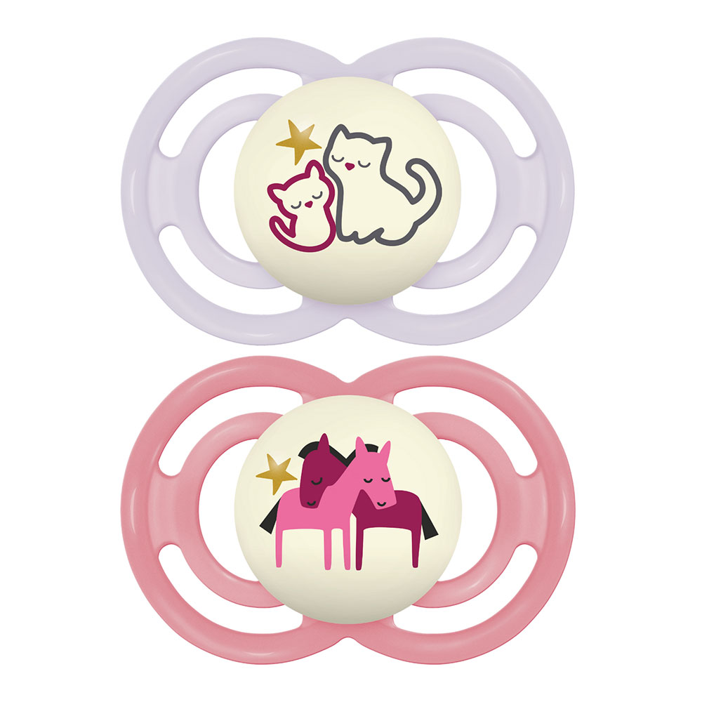 Mam Perfect Night Phosphorescent Symmetrical Pacifier 6 Months and Plus x2