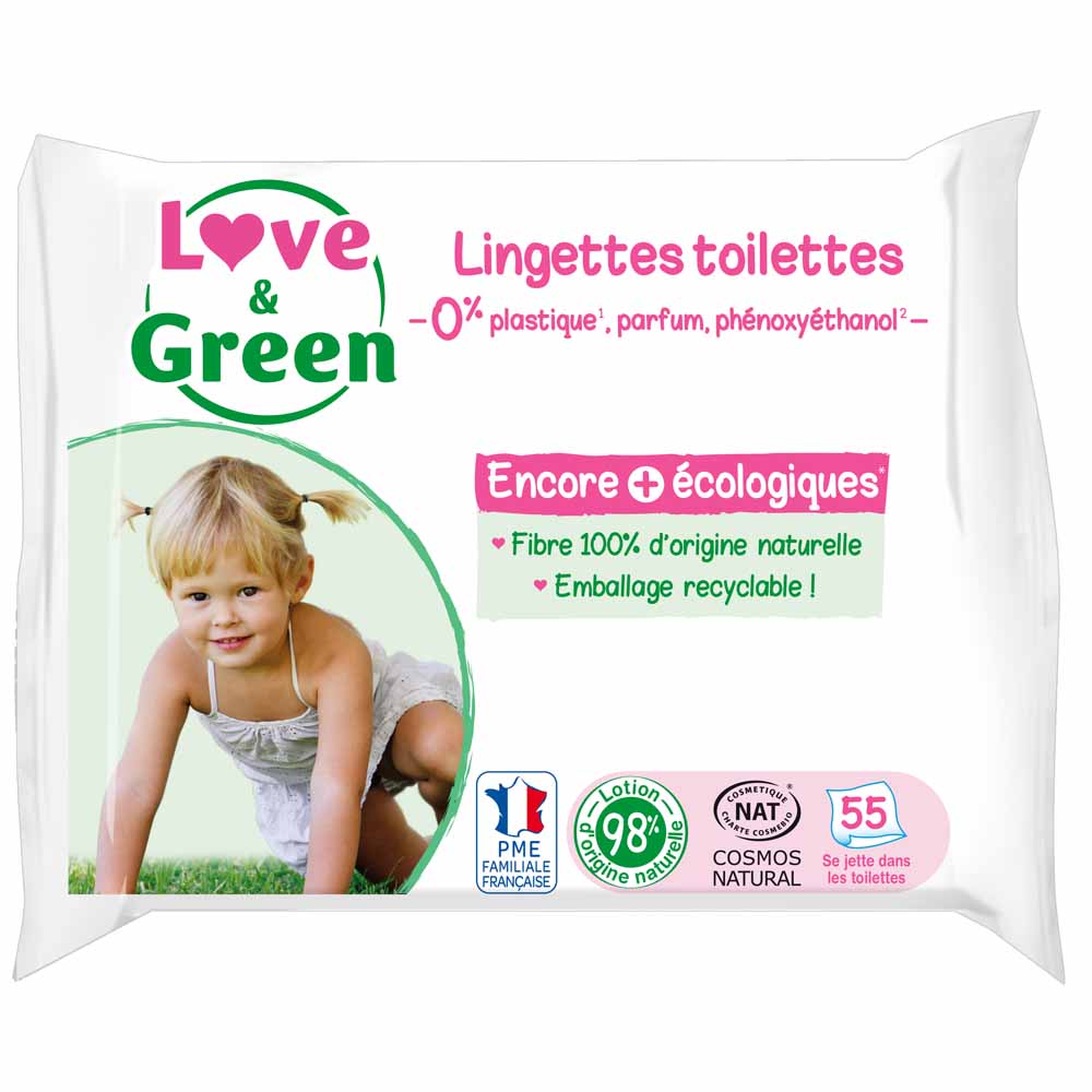 Love&Green Hypoallergenic Toilets 55 Perfume-free Wipes Perfumes free