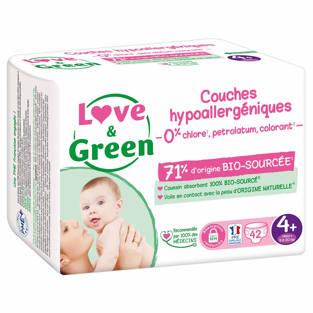 Love&Green Hypoallergenic nappies Size 4+ 9 to 20kg x42