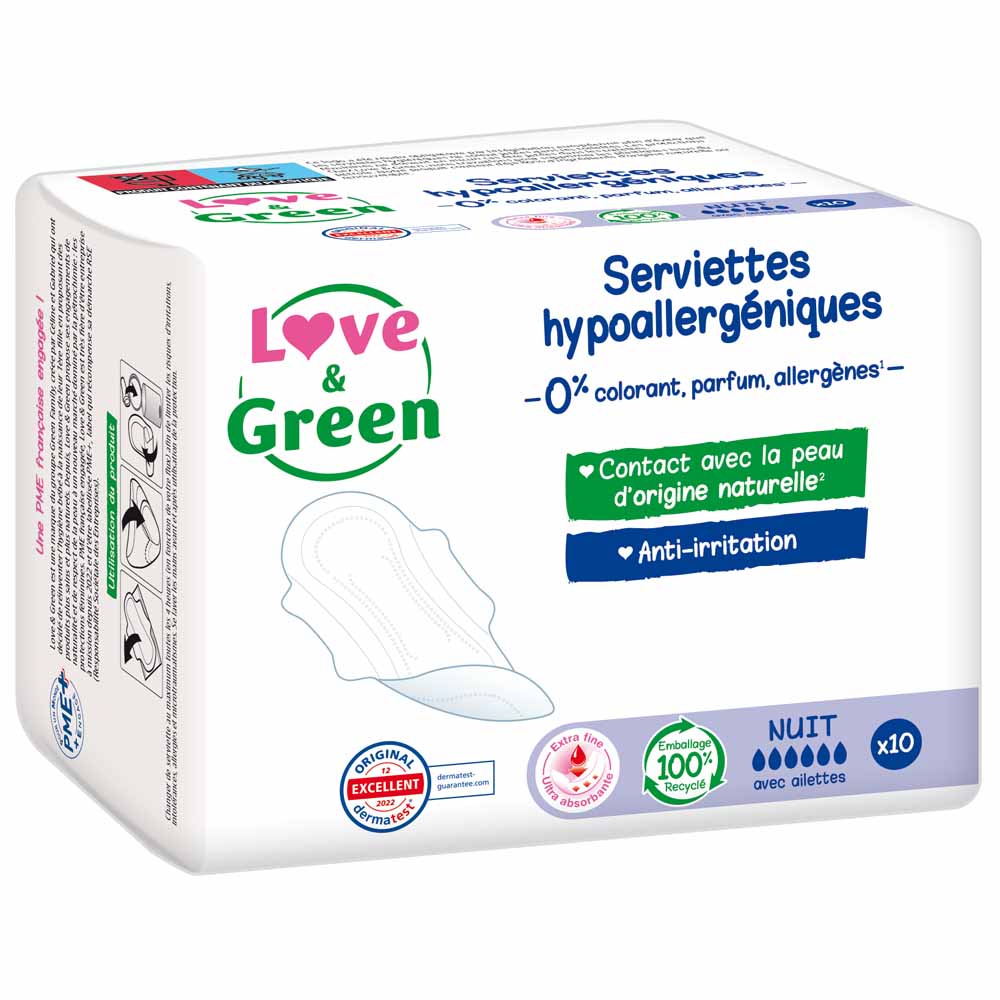Love&Green Anti-irritation Night Anti-Irritation Sanitary Pads x 10