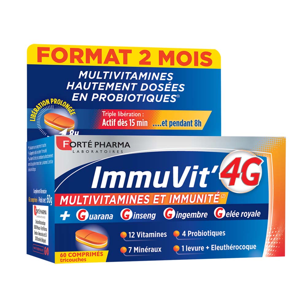 Forté Pharma ImmuVit'4G Senior Immunity Vitamins, Minerals and Ferments 60 tri-layer tablets