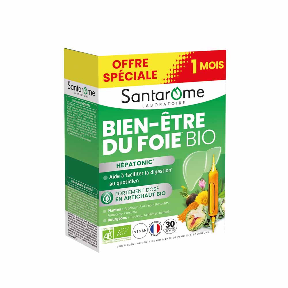 Santarome Organic Liver Detox Aide à la digestion 30+ free 10 ampoules