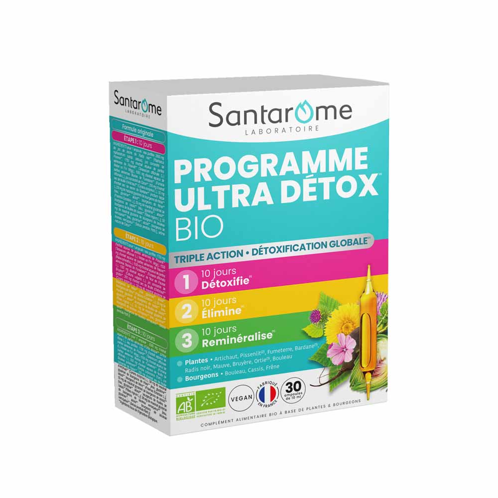 Santarome Organic Ultra Detox Program Détox globale 30 Ampoules