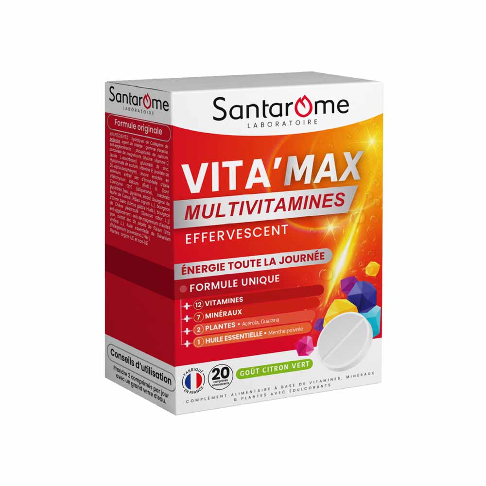 Santarome Vita'max Multivitamins From age 12 Lime Flavour 20 Effervescent Tablets