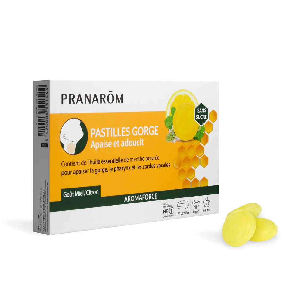Pranarôm Aromaforce Throat lozenges Lemon Honey x24